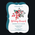 Convite Brunch Event Winter Florals & Berries Red and Teal<br><div class="desc">Seus hóspedes vão adorar este convite maravilhoso e único com um buquê de aquarela de flores vermelhas sazonais e bagas lacrimogêneas e folhagem amadas com um arco vermelho. Você pode personalizar o tipo de evento (brunch,  luncheon,  chá ou festa de aniversário,  etc.),  assim como outros detalhes do evento.</div>