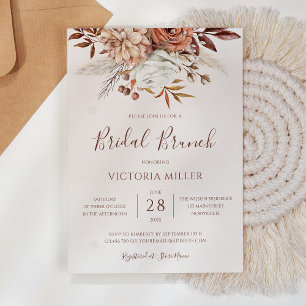 Convite Brunch Floral Boho de Noiva Folhagem de Outono