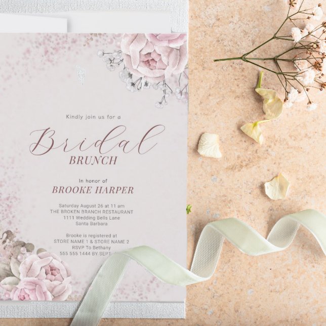 Convite Brunch Floral Bridal Blush (Criador carregado)