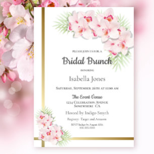 Convite Brunch Floral Bridal Orquídea Rosa Moderno