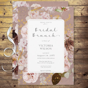 Convite Brunch Floral Bridal Rosa Vintage