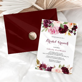 Convite Brunch Floral Bridal Verde Blush Burgundy