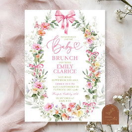 Convite Brunch Floral Colorido e Vibrante para Menina Bebê