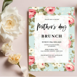 Convite Brunch floral da festa da mãe na primavera
