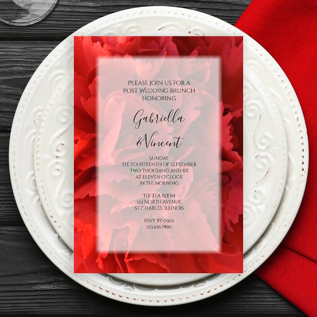 Convite Brunch Floral de Carnation Vermelha após Casamento (Criador carregado)