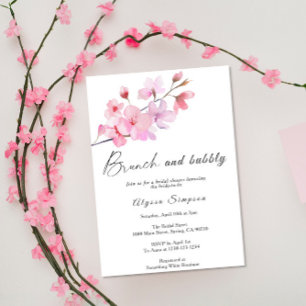 Convite Brunch Floral de Cerejeira e Bubbly