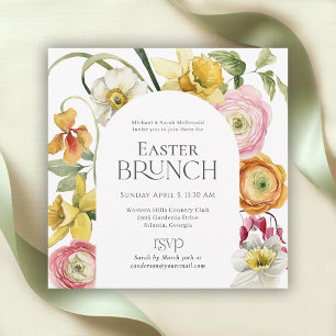 Convite Brunch Floral de Jardim de Primavera da Páscoa