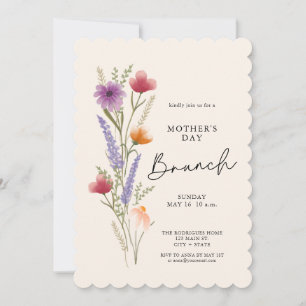 Convite Brunch Floral Elegante Dia das Mães