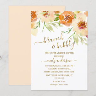 Convite Brunch Floral em Aquarela e Bridal Shower Espumant