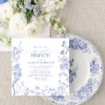 Convite Brunch Floral Floral Bridal Azul e Branco<br><div class="desc">O francês Blue & White Victorian Floral Bridal Brunch é a combinação perfeita do estilo tradicional e moderno. As flores azuis vitorianas desenhadas à mão são um design eterno, com flores requintadas de jardim, abelhas buzinadas e borboletas delicadas - perfeito para um Brunch na moda. Combinando a beleza tradicional com...</div>