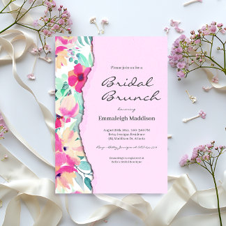 Convite Brunch Floral Tropical de Papel Torno