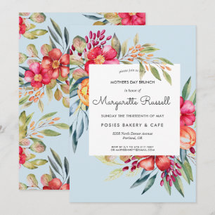 Convite Brunch Floral Vibrante de Primavera para o Dia das