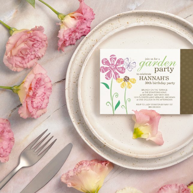 Convite Brunch Garden Party Birthday Invitations (Criador carregado)