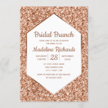 Convite Brunch Glitter Glam Bridal rosa Dourado