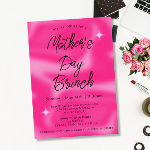 Convite Brunch Minimalista Moderno Rosa Quente do Dia das 