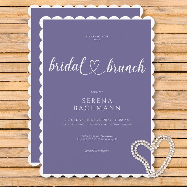 Convite Brunch Mínimo de Lavanda Romântico Moderno (Modern Romantic Minimal Lavender Bridal Brunch Invitation)