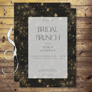 Convite Brunch Mínimo Dourado e Preto Mínimo Moderno