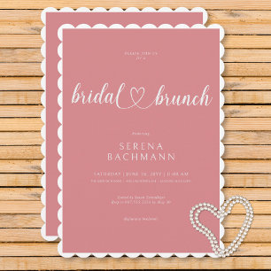 Convite Brunch Mínimo Rosa Romântico Moderno