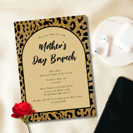 Convite Brunch Moderno do Dia das Mães com Estampa de Leop