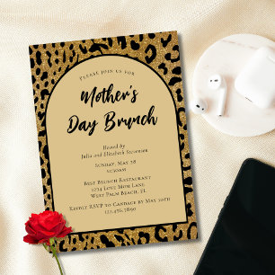 Convite Brunch Moderno do Dia das Mães com Estampa de Leop