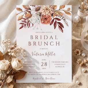 Convite Brunch Nupcial Floral Boho Outono Folhagem