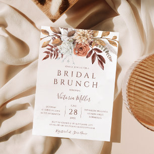 Convite Brunch Nupcial Floral Boho Outono Folhagem