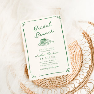 Convite Brunch Nupcial Verde Desenhado à Mão Caprichoso