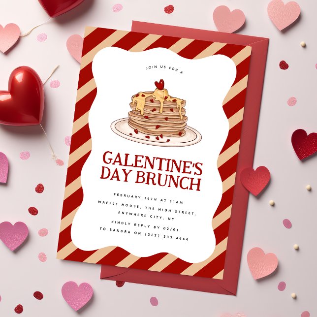 Convite Brunch Pancake de Galentine Divertido (Criador carregado)