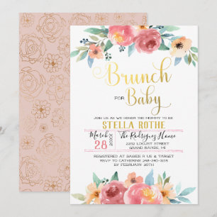 Convite Brunch para bebê - Flores de primavera