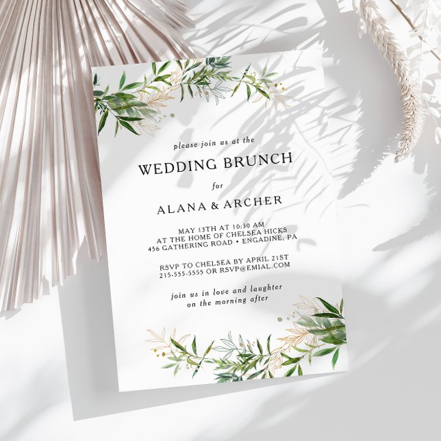 Convite Brunch para Casamento Verde Elegante (Criador carregado)