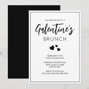Convite Brunch para Dia de Galentina Branca e Negr