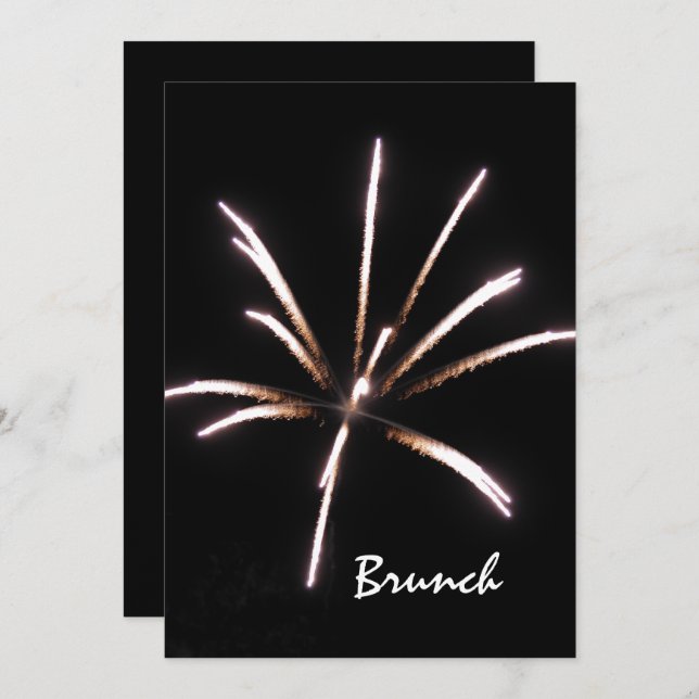 Convite Brunch Pós-Casamento de Verão Negro com Fogos de A (Frente/Verso)