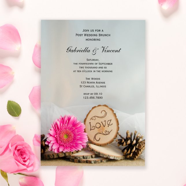 Convite Brunch Pós-Casamento Floresta de Madeira Margarida (Criador carregado)