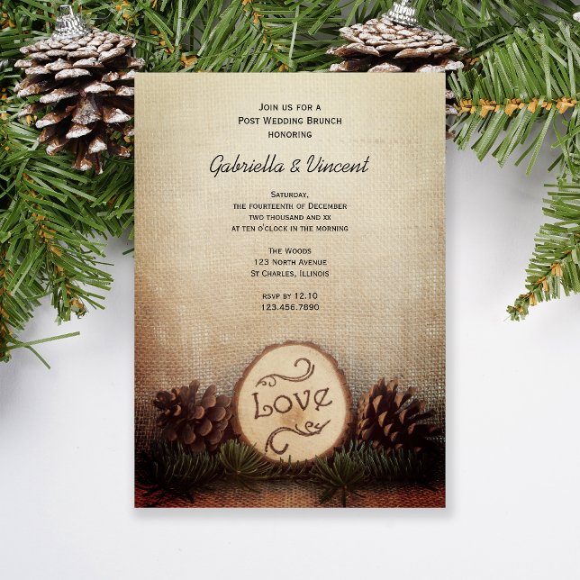 Convite Brunch Pós-Casamento no Bosque de Pinheiros Rústic (Criador carregado)