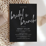 Convite Brunch preto minimalista<br><div class="desc">Convite para Chá de Bridal Negra Moderna Minimalista Adiciona texto personalizado às costas para fornecer qualquer informação adicional necessária aos seus convidados.</div>