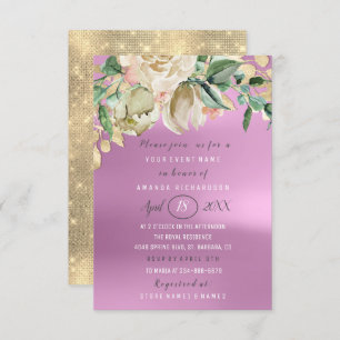 Convite Brunch Spark Dourado de Flor do chá de panela