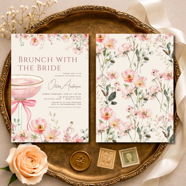 Convite Brunch with The Bride Coquette Bow Bridal Shower (Criador carregado)