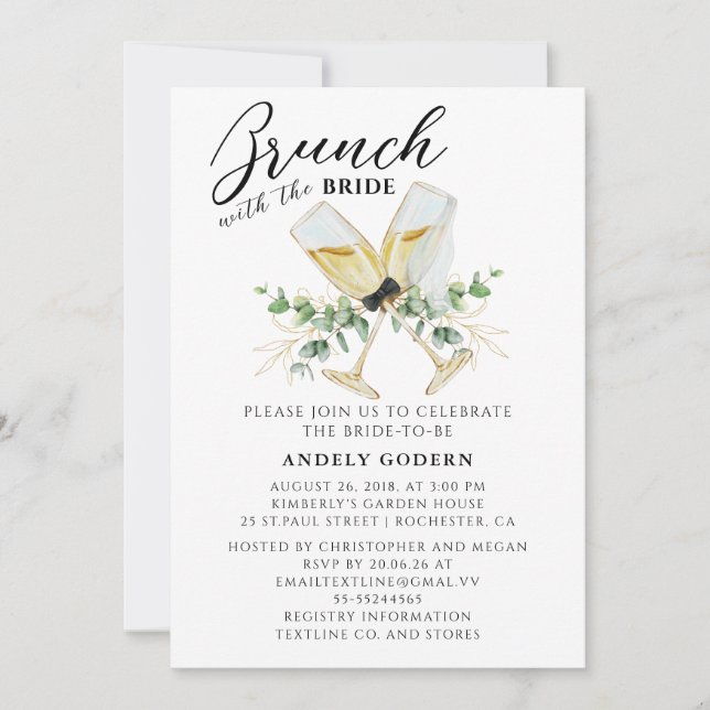 Convite Brunch With the Bride Invitation (Frente)