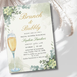 Convite Brunch y Bubbly Glass of Champange Bridal Shower