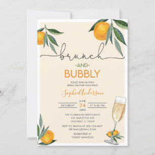 Convite Brunei Bridal do Flor Laranja e Bubbles Mimosa