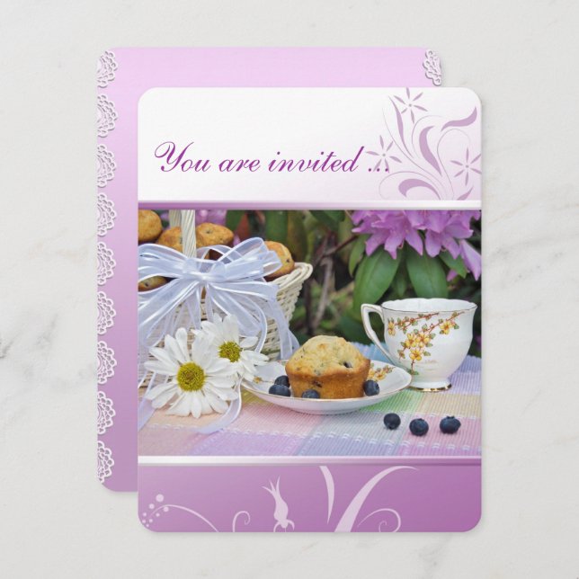 Convite Brunei Café da Manhã de Nascimento Convidado (Frente/Verso)