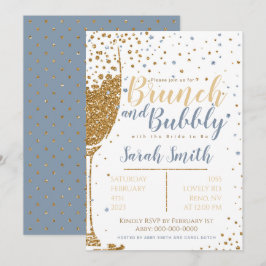 Convite Brunei e Bubble dourado brilhante azul-poeirento