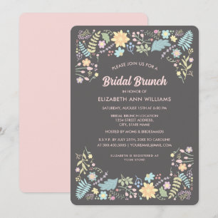 Convite Brunei Floral Moderno Cor-de-rosa-rosa-cinza