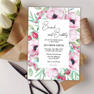 Convite Brunei Floral Rosa e Chá de panela Borracha