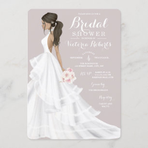 Convite Brunette Glam Bride Wedding Chá de panela