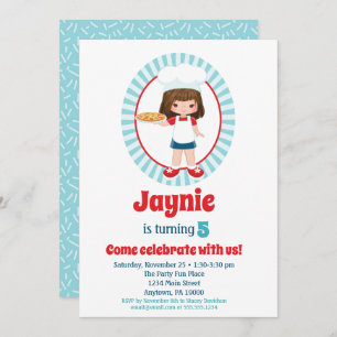 Convite Brunette Pizza Party Girthday