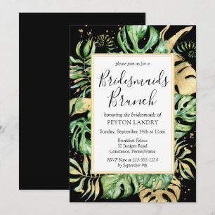 Convite Brunscamiseiros de Bridesmaids Tropicais Pretos e