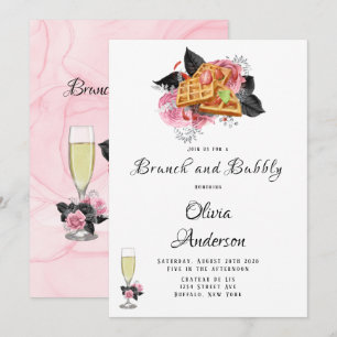 Convite Brunt e bubel preto-rosa luxuoso