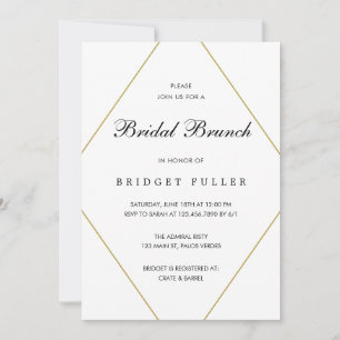 Convite Brunt Geométrico Dourado Diamond Bridal Moderno