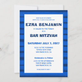 Convite Brushstrokes Gira Bar Personalizado Azul Bat Mitzv
